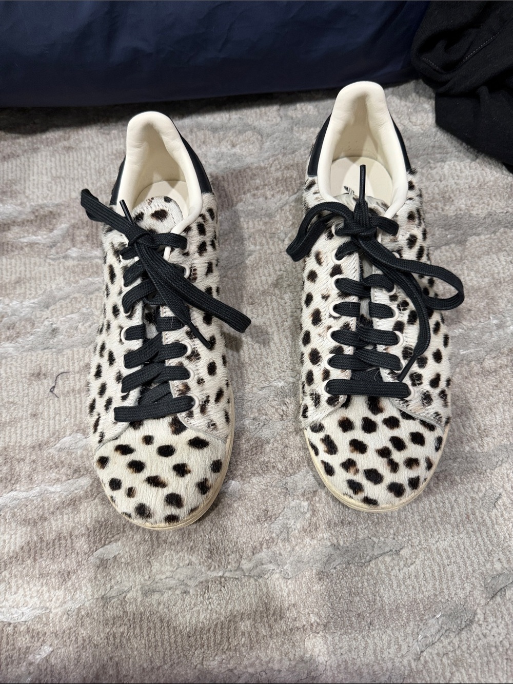 Adidas Stan Smith Women’s Leopard Print pony  Casual Sneakers in White and Black